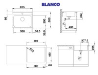 MEDIDAS FREGADERA COCINA ACERO INOXIDABLE LEMIS 6IF BLANCO